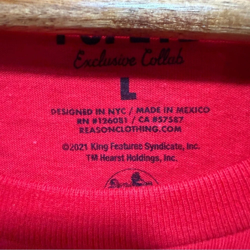 Reason Red Crewneck Tee men’s size large with Subtle Logo